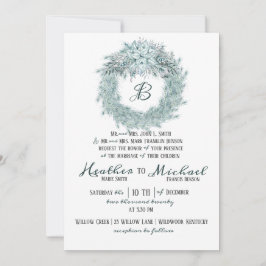 Elegant Silver Greenish Blue jul Bröllop Inbjudningar