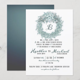 Elegant Silver Greenish Blue jul Bröllop Inbjudningar