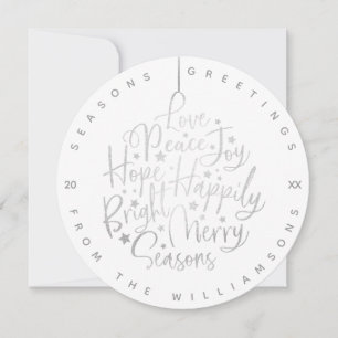 Elegant Silver Greetings Typografi Ornament Foto Julkort