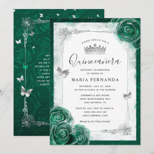 Elegant Silver Grönt Quinceanera Inbjudningar