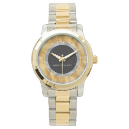 Elegant Silver Guld Foil Black Personlig Armbandsur