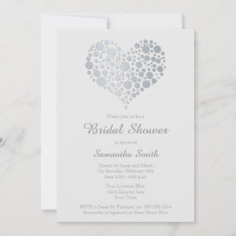 Elegant Silver Heart Light Grått Möhippa Inbjudningar