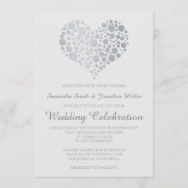 Elegant Silver Heart Light Grått Wedding bjudande Inbjudningar