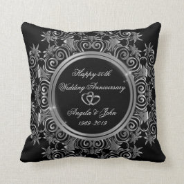Elegant Silver Hearts femtionde Bröllop-årsdagen Kudde