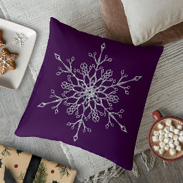 Elegant Silver Helgdag Snowflake Lila Kudde
