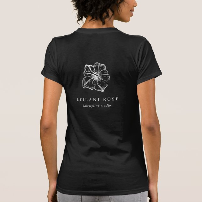 Elegant Silver Hibiscus Flower Business Logotyp T Shirt (Baksida)
