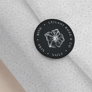 Elegant Silver Hibiscus Flower Personlig Runt Klistermärke