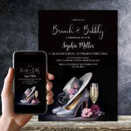 Elegant Silver High Heel Shoes Brunch and Bubbly Inbjudningar