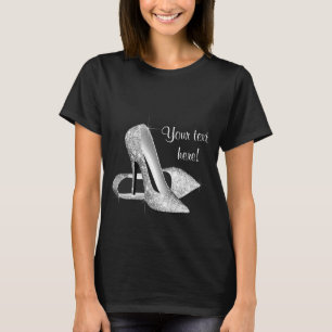 Elegant silver högklackad sko t shirt