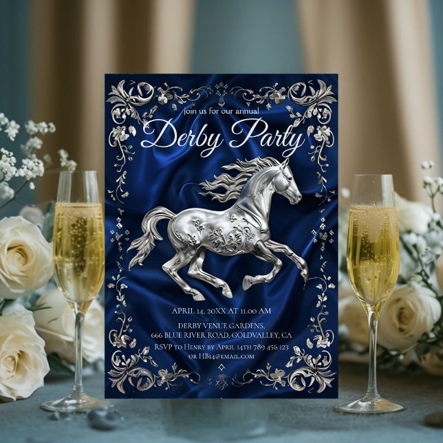 Elegant Silver Horse Derby Party Invitation with N Inbjudningar (Skapare uppladdad)