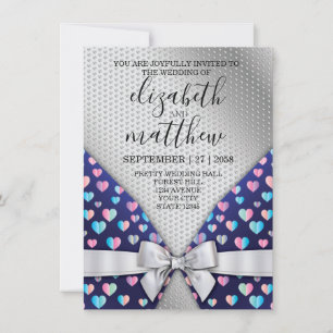 Elegant silver invitations slinga och hjärta fläck inbjudningar