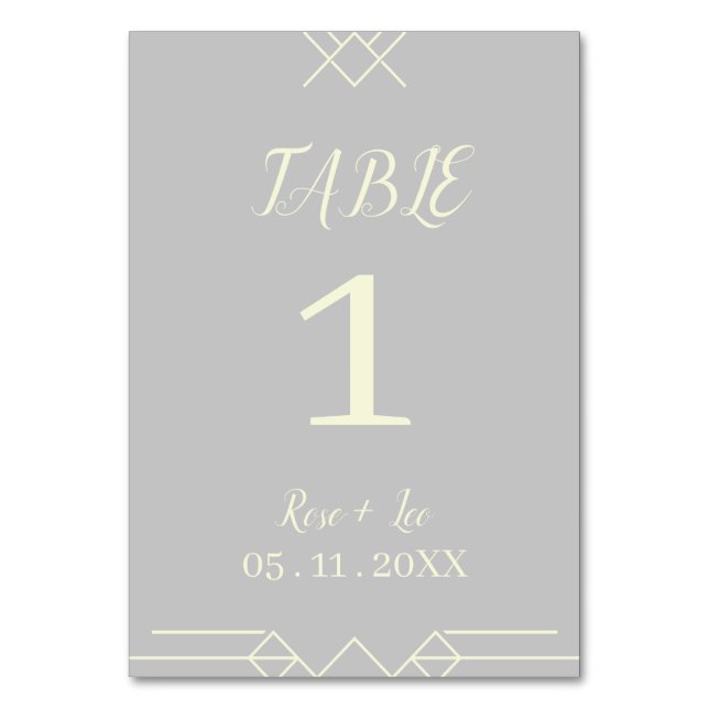 Elegant Silver & Ivory Wedding Table Number Bordsnummer (Framsidan)