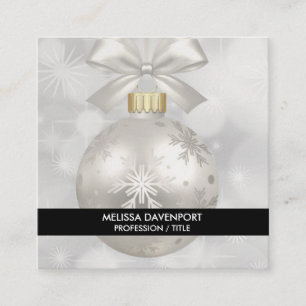 Elegant Silver jul Boll på Bokeh Ljus Fyrkantigt Visitkort