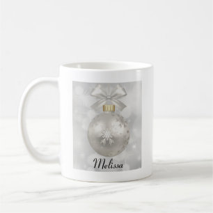 Elegant Silver jul Boll på Bokeh Ljus Kaffemugg