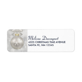 Elegant Silver jul Boll på Bokeh Ljus Returadress Etikett