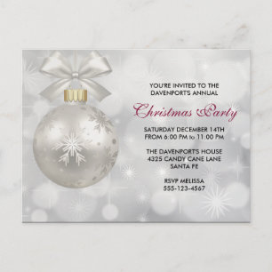Elegant Silver jul Boll Party Inbjudan i