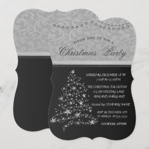 Elegant silver julgran, julfest inbjudningar