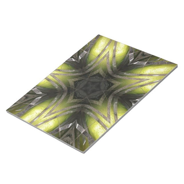 Elegant Silver Kaleidoscope Julstjärnan Guld Anteckningsblock (Vinklad)