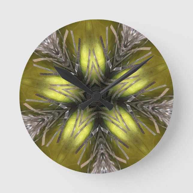 Elegant Silver Kaleidoscope Julstjärnan Guld Rund Klocka (Framsida)