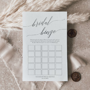 Elegant silver kalligrafi bröllop bingo spel flygblad