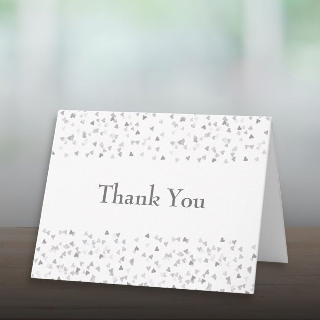 Elegant Silver Kärlek Hearts Confetti Bröllop Kort (Elegant Silver Love Hearts Confetti Wedding Card)