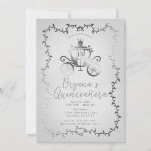Elegant Silver Kärra Berättelsebok Quinceañera Inbjudningar