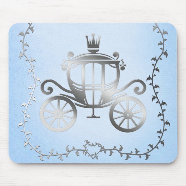 Elegant Silver Kärra Blå Sagobok Prinsessa Musmatta (Framsidan)
