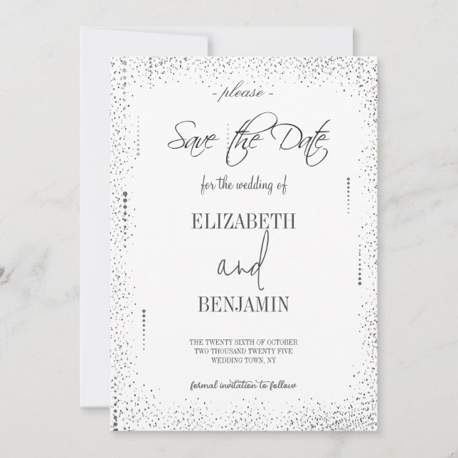 Elegant silver klassisk minimalistisk spara datum datumet (Framsida)