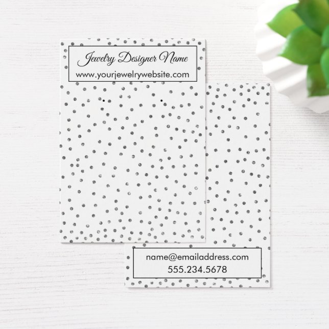 Elegant Silver Konfetti Öroneringshämmare Visning Visitkort (Skivbord)