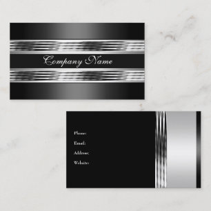 Elegant Silver Krom Metall Svart 3 Visitkort