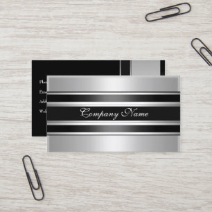 Elegant silver krom metall svart visitkort
