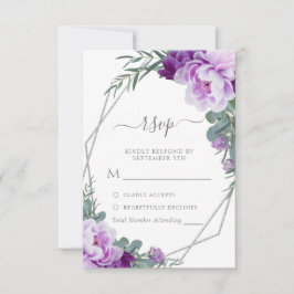 Elegant Silver & Lila Blommigt Eucalyptus Bröllop OSA Kort