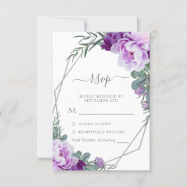 Elegant Silver & Lila Blommigt Eucalyptus Bröllop OSA Kort
