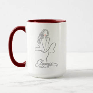 Elegant Silver Line Art Woman with Red Lips Combo  Mugg