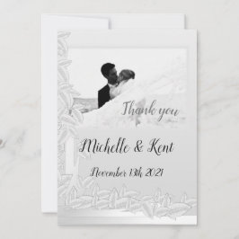 Elegant Silver Löv Bröllop-Tack-kort Kort