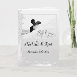 Elegant Silver Lövs - vikt tackkort Kort