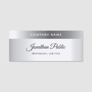 Elegant Silver Mall Modern handskript Text Namnbricka