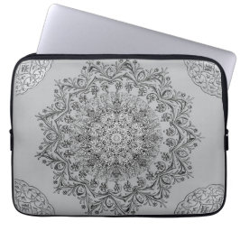 Elegant silver mandala-mönster laptopsleeve laptop fodral
