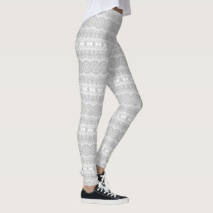 Elegant silver mandala-mönster leggings