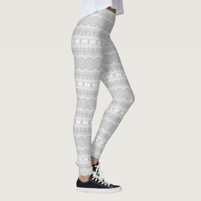 Elegant Silver Mandala Mönster Leggings (Höger)