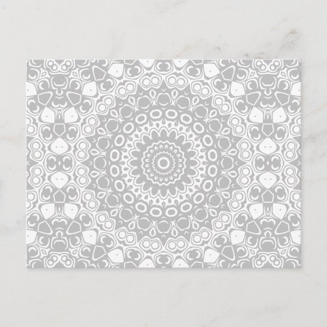 Elegant silver mandala-mönster vykort (Framsida)