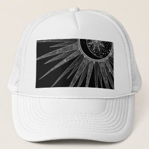 Elegant Silver Måne Mandala Black Design Keps