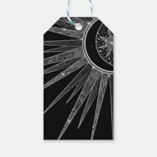 Elegant Silver Måne Mandala Black Design Presentetikett