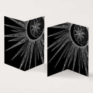 Elegant Silver Måne Mandala Black Design Visitkort
