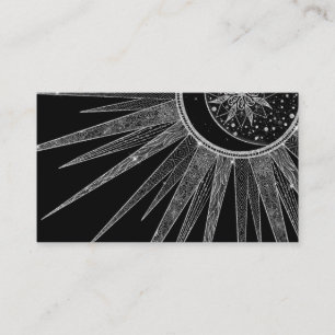 Elegant Silver Måne Mandala Black Design Visitkort