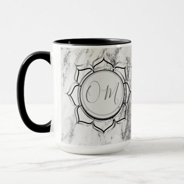 Elegant Silver Marble Lotus OM Mugg (Vänster)