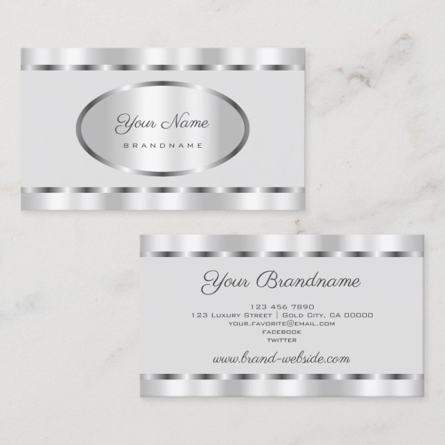 Elegant Silver med lätt Grått Professionell Visitkort (Fram/baksida)