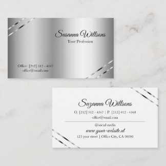Elegant silver med skimrande linjer Modernt elegan Visitkort