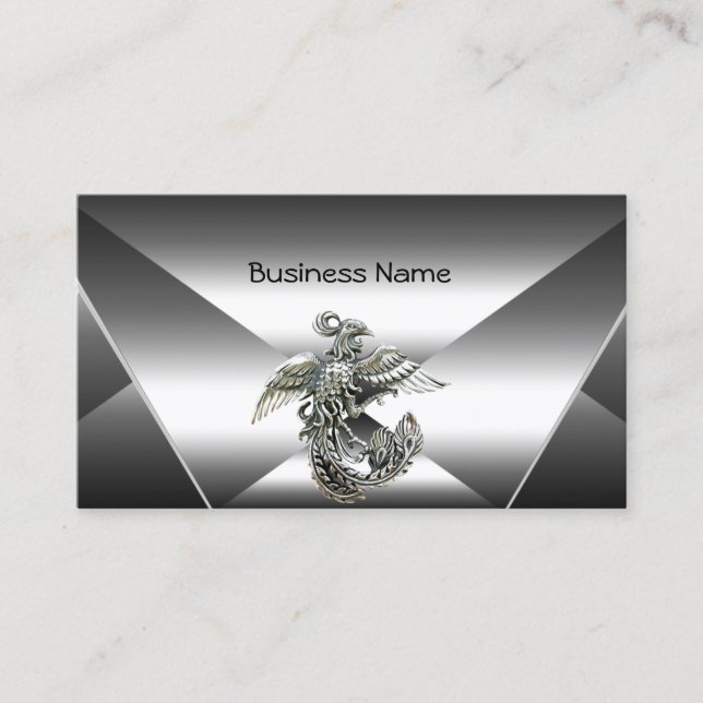 Elegant Silver Metall: Se Chrome Jewel Business Visitkort (Framsida)
