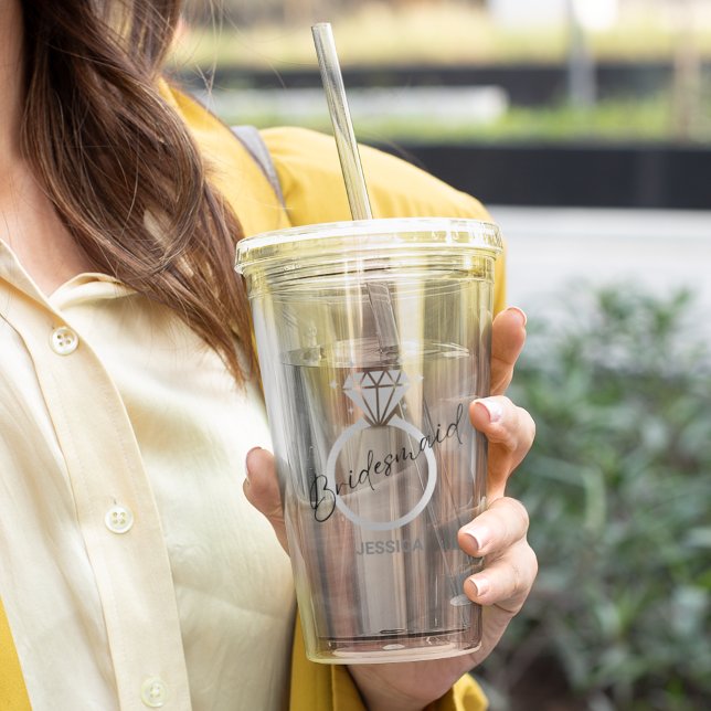 Elegant, Silver Metall Struktur, Ring Bridesmaid Take Away Mugg (Skapare uppladdad)